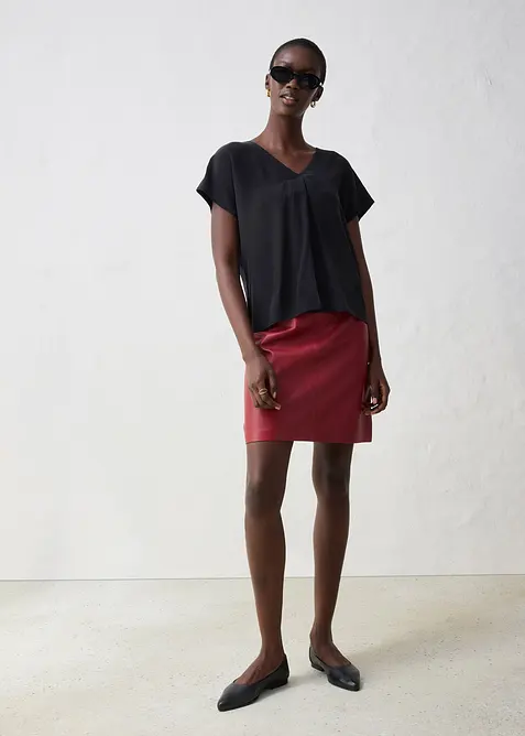 T-shirt avec soie et empi&egrave;cement tiss&eacute;, bonprix