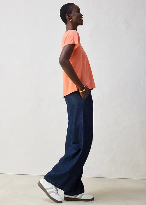 T-shirt avec soie et empiècement tissé, bonprix