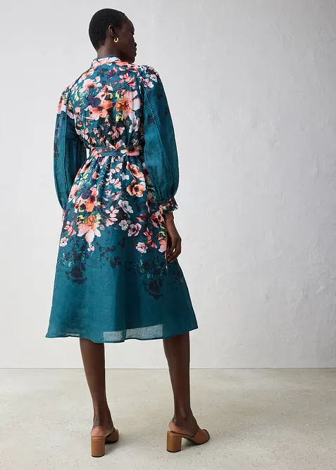 Robe midi en ramie avec ceinture (ens. 2 pces), bonprix