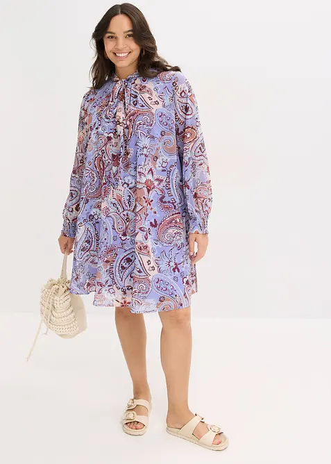 Robe-tunique en mousseline avec col lavallière, bonprix