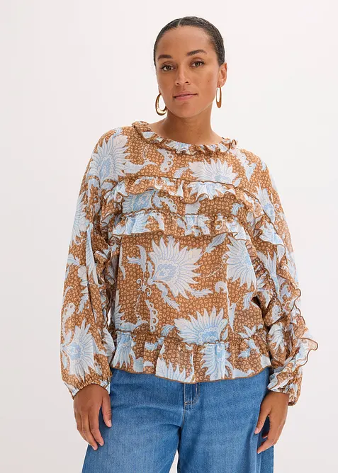 Blouse en mousseline à volants, bonprix