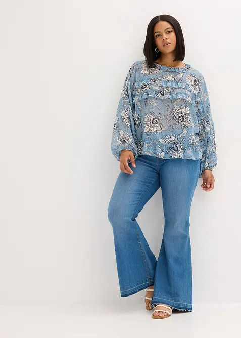 Blouse en mousseline à volants, bonprix