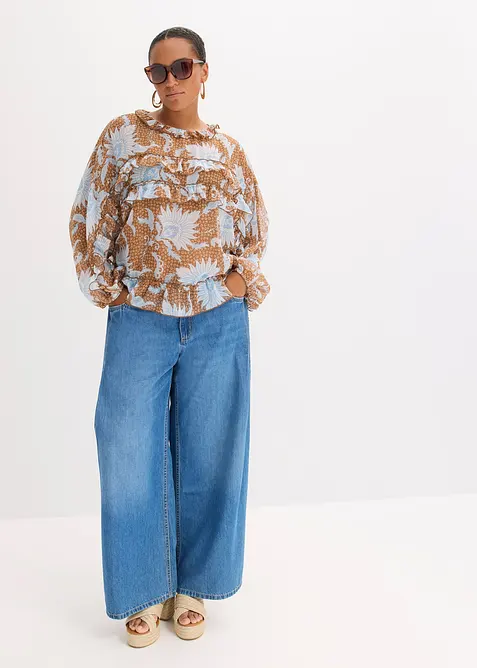 Blouse en mousseline à volants, bonprix