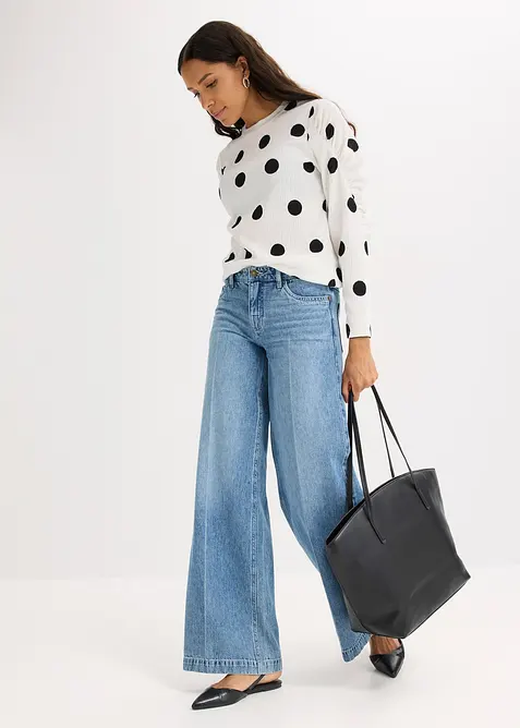 T-shirt manches longues en crêpe texturé, bonprix