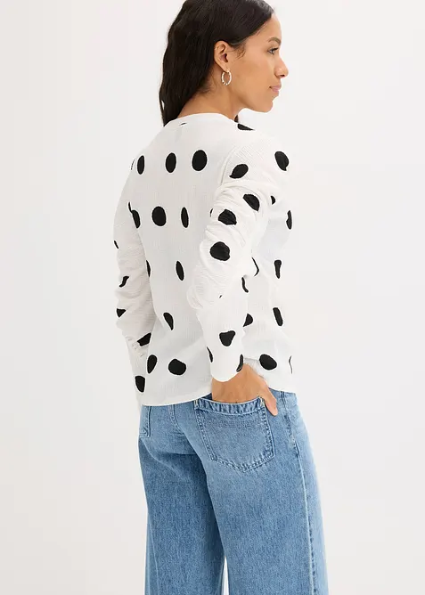 T-shirt manches longues en crêpe texturé, bonprix