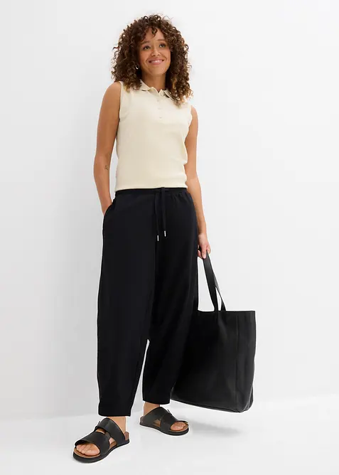 Pantalon barrel en molleton 100% coton, bonprix