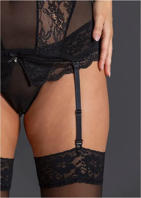 Top porte-jarretelles + string ouvert (ens. 2 pces), bonprix