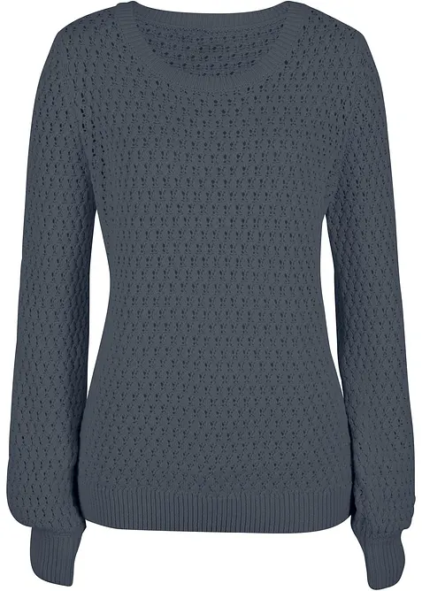 Pull en maille texturée de coton mélangé, bonprix