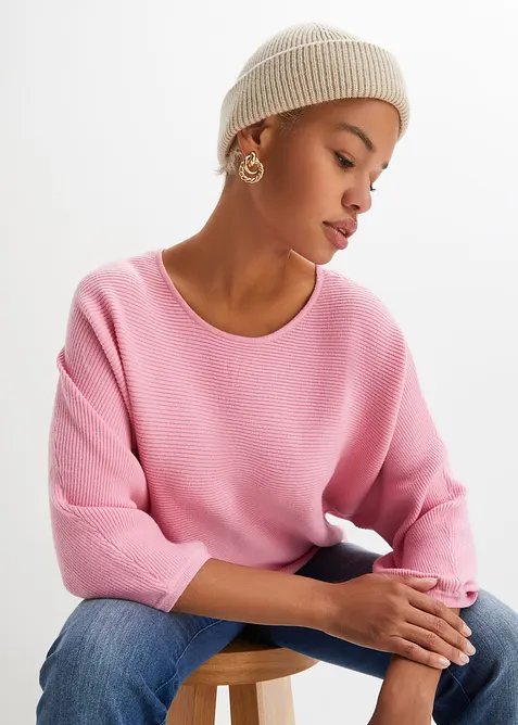Pull côtelé oversize en viscose mélangée, bonprix