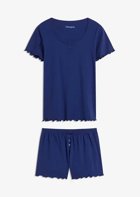 Pyjashort avec T-shirt à col boutonné, bonprix