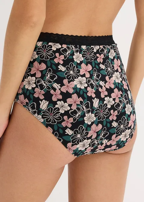 Lot de 4 slips coton taille haute, bonprix