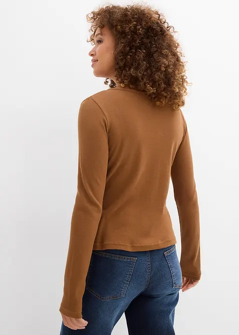 T-shirt court en coton côtelé, bonprix