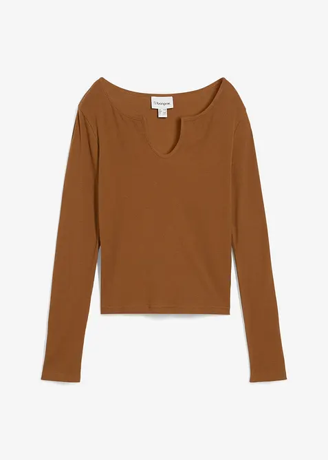 T-shirt court en coton côtelé, bonprix