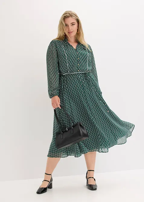 Robe en mousseline à passepoils contrastants, bonprix