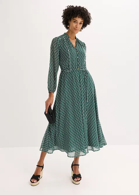 Robe en mousseline à passepoils contrastants, bonprix