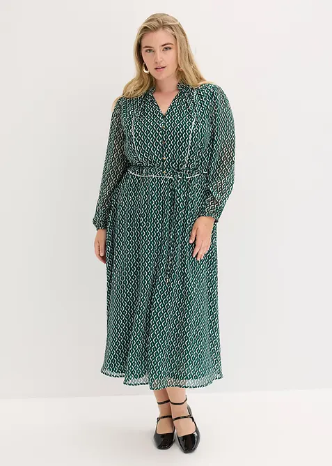 Robe en mousseline à passepoils contrastants, bonprix