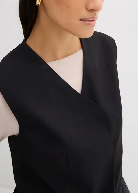 Gilet sans manches long à texture twill, bonprix