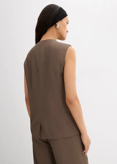 Gilet sans manches long &agrave; texture twill, bonprix