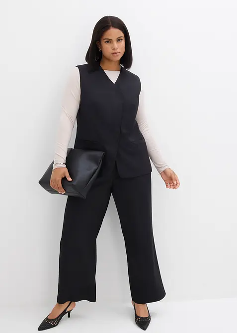 Gilet sans manches long &agrave; texture twill, bonprix