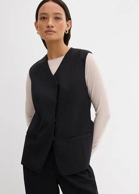 Gilet sans manches long à texture twill, bonprix