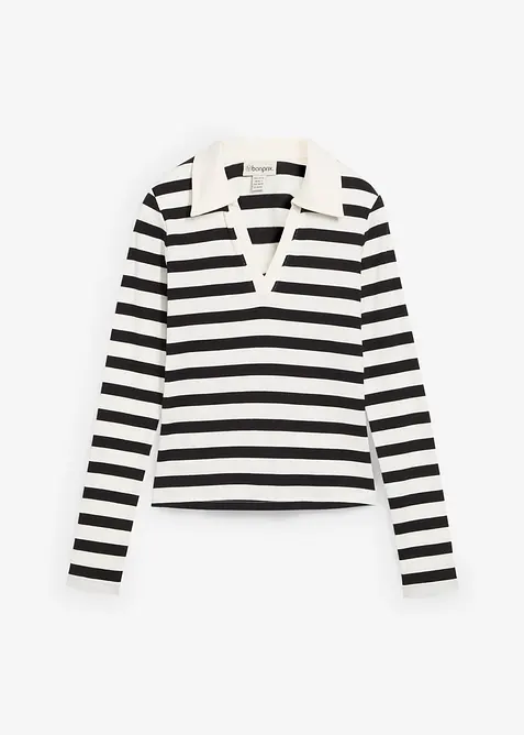 Polo c&ocirc;tel&eacute; &agrave; manches longues, bonprix