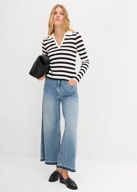 Polo c&ocirc;tel&eacute; &agrave; manches longues, bonprix