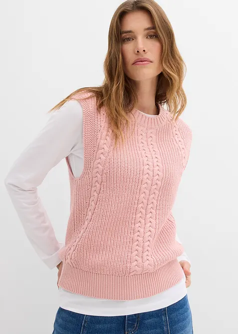 Pull sans manches en coton mélangé, bonprix