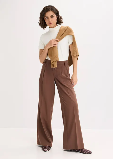 Pantalon fluide &agrave; pinces en viscose m&eacute;lang&eacute;e, bonprix