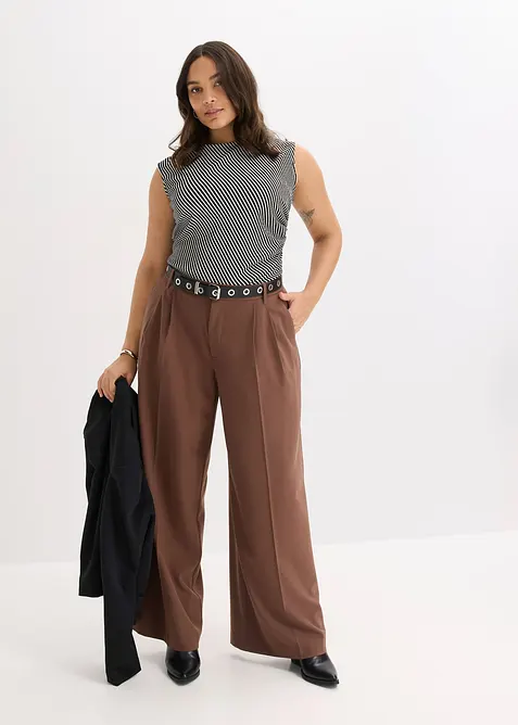 Pantalon fluide &agrave; pinces en viscose m&eacute;lang&eacute;e, bonprix