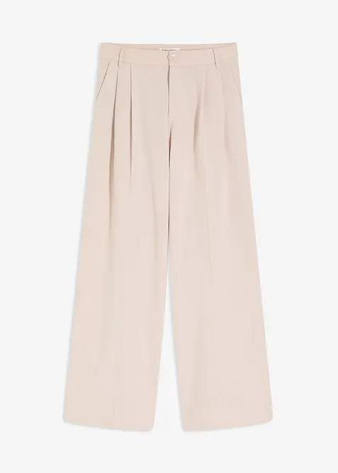 Pantalon fluide à pinces en viscose mélangée, bonprix