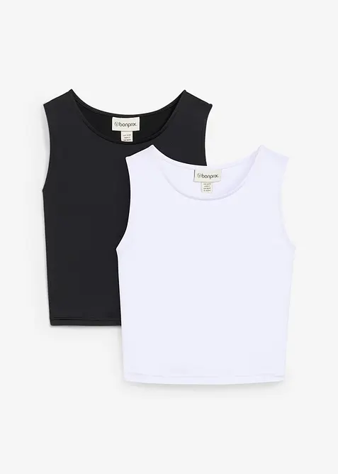 Lot de 2 crop tops ajustés, bonprix