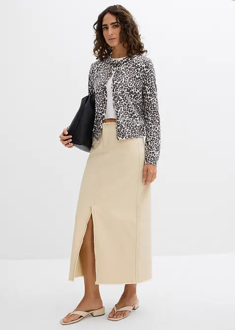 Jupe en twill avec franges, bonprix