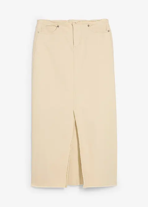 Jupe en twill avec franges, bonprix