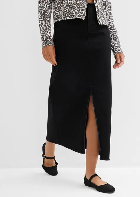 Jupe en twill avec franges, bonprix