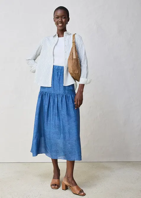 Jupe longue avec soie, bonprix