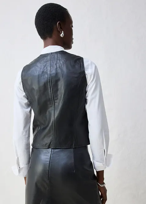 Gilet sans manches en cuir d’agneau nappa, bonprix