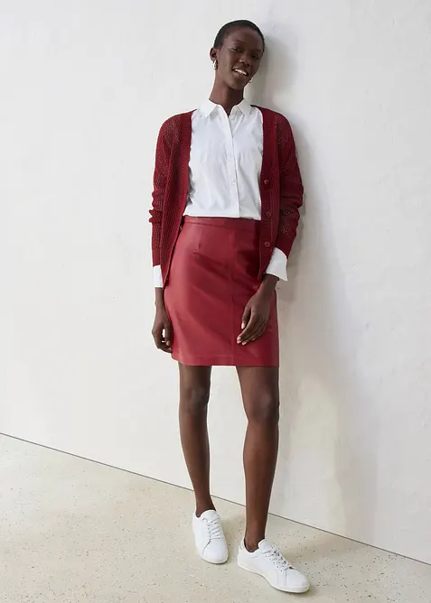 Mini-jupe en cuir d’agneau nappa, bonprix