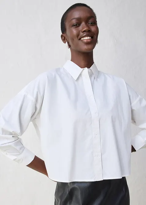 Chemisier court et oversize en coton et soie, bonprix