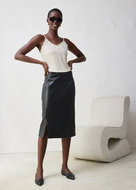 Top avec laine et dentelle, bonprix