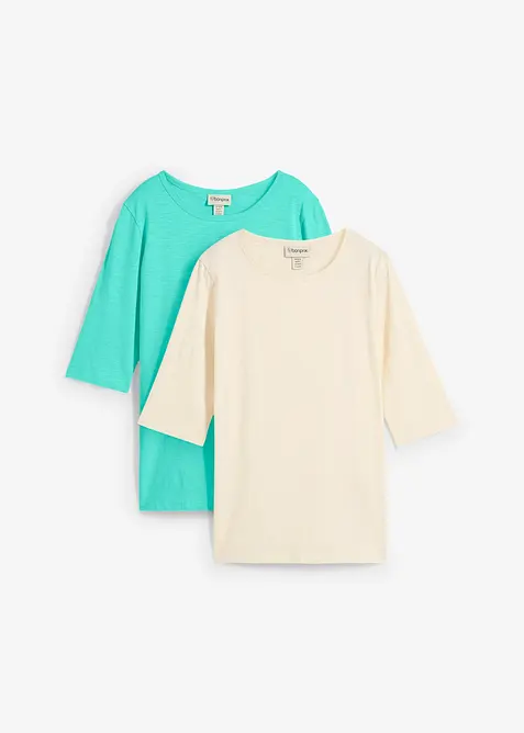 Lot de 2 T-shirts 100% coton, bonprix