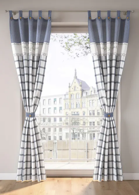 Rideau panneau en coton avec embrasse (1 pce), bonprix