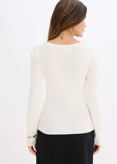 Pull en fine maille avec détail bijou, bonprix