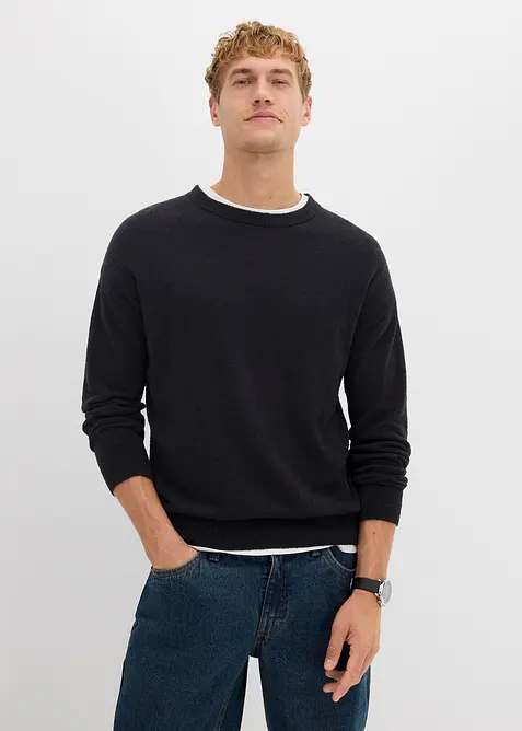 Pull texturé en coton majoritaire, bonprix
