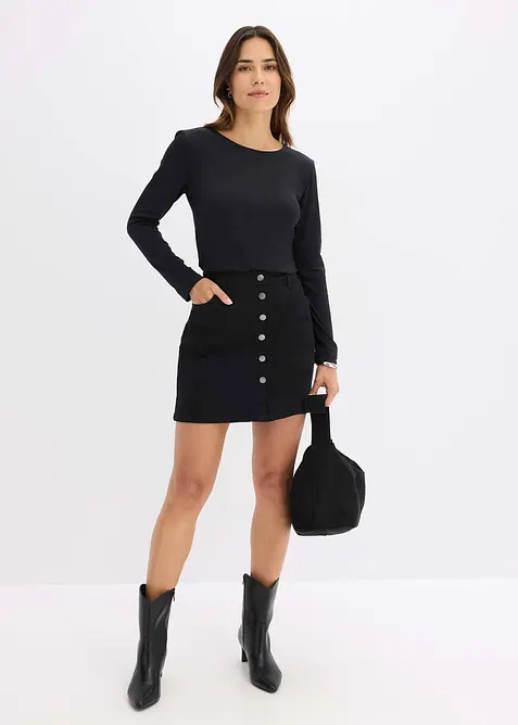 T-shirt manches longues, coupe ajustée, bonprix