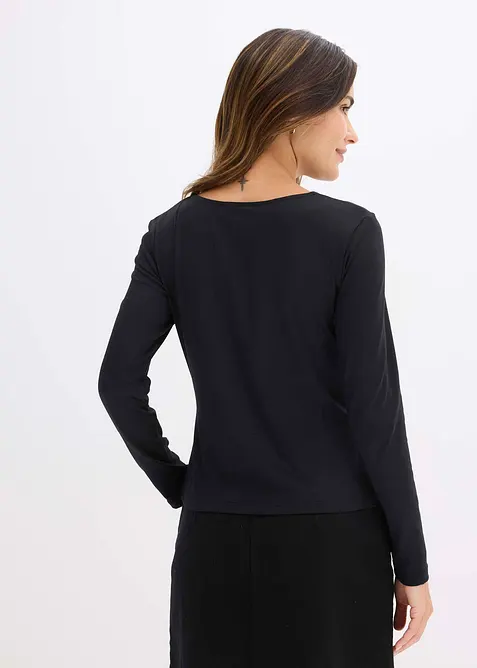 T-shirt manches longues, coupe ajustée, bonprix