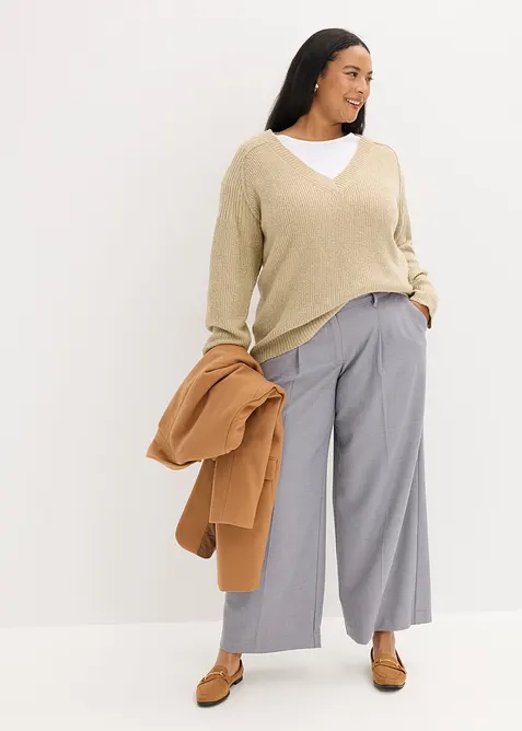 Pull col V oversize, bonprix