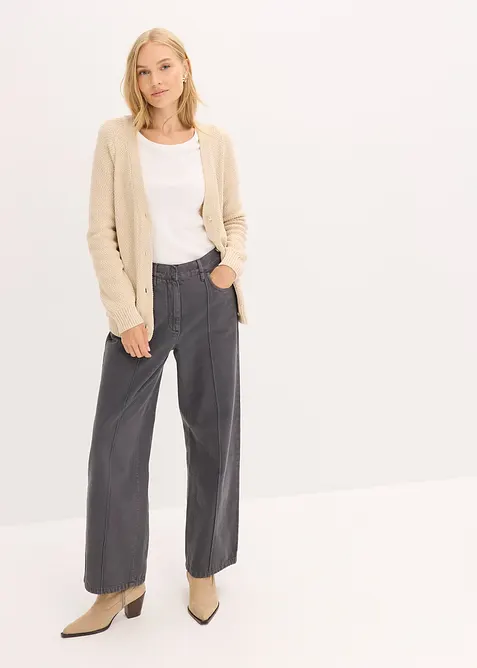 Gilet en maille chinée avec boutons dorés, bonprix