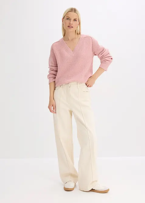 Pull col V oversize, bonprix