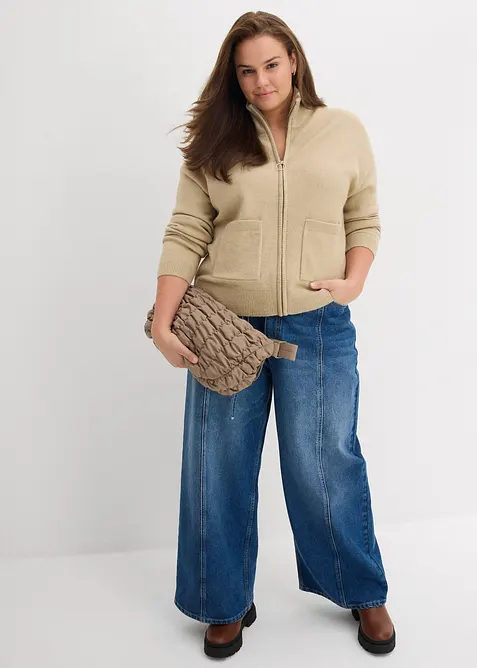 Gilet zippé en maille, bonprix