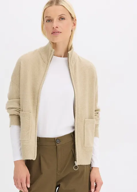 Gilet zippé en maille, bonprix